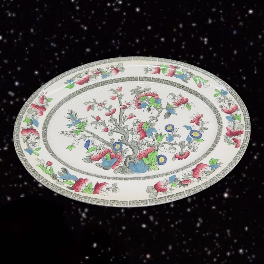 Johnson Brothers Indian Tree Oval Serving Platter Dish Large Painted Ceramic 12”